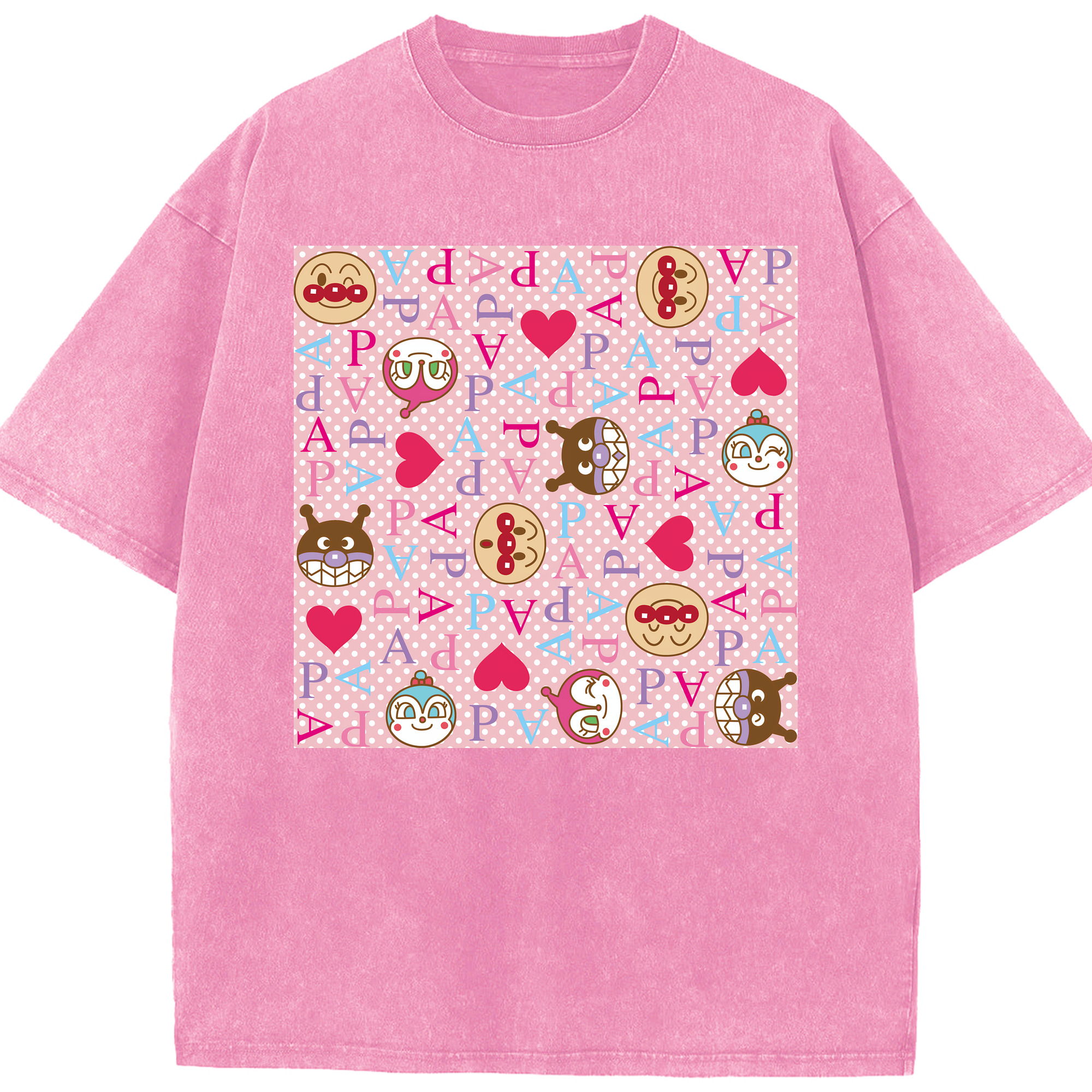 （画像用） アンパンマン Anpanman 綿100% ヴィンテージ風 半袖Tシャツ（フロントプリント）
